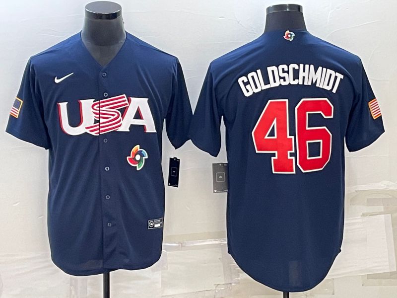 Men 2023 World Cub USA #46 Goldschmidt Blue Nike MLB Jersey8